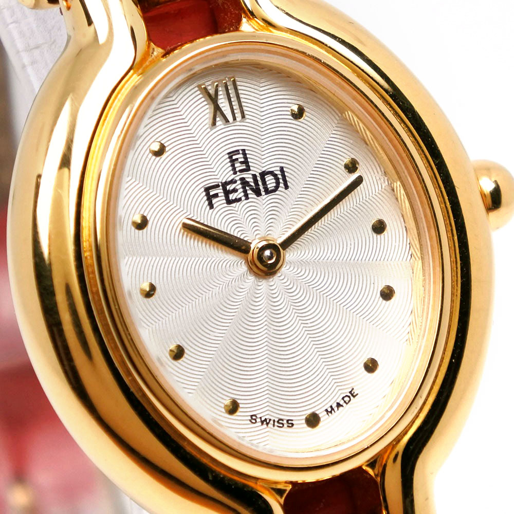 FENDI】フェンディ チェンジベルト 640L 金メッキ×レザー 赤 クオーツ