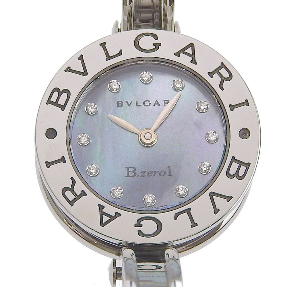 【BVLGARI】ブルガリ B-zero1 ビーゼロワン BZ35S ステンレススチール×レザー 白 クオーツ アナログ表示 ボーイズ 白文字盤 腕時計