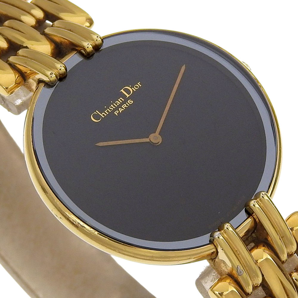 Dior Bagira Watches Plated Gold Quartz Analog display Women blackDial Dior Bagira Watches 47 152-2 blackDial Plated Gold Quartz  main image 2