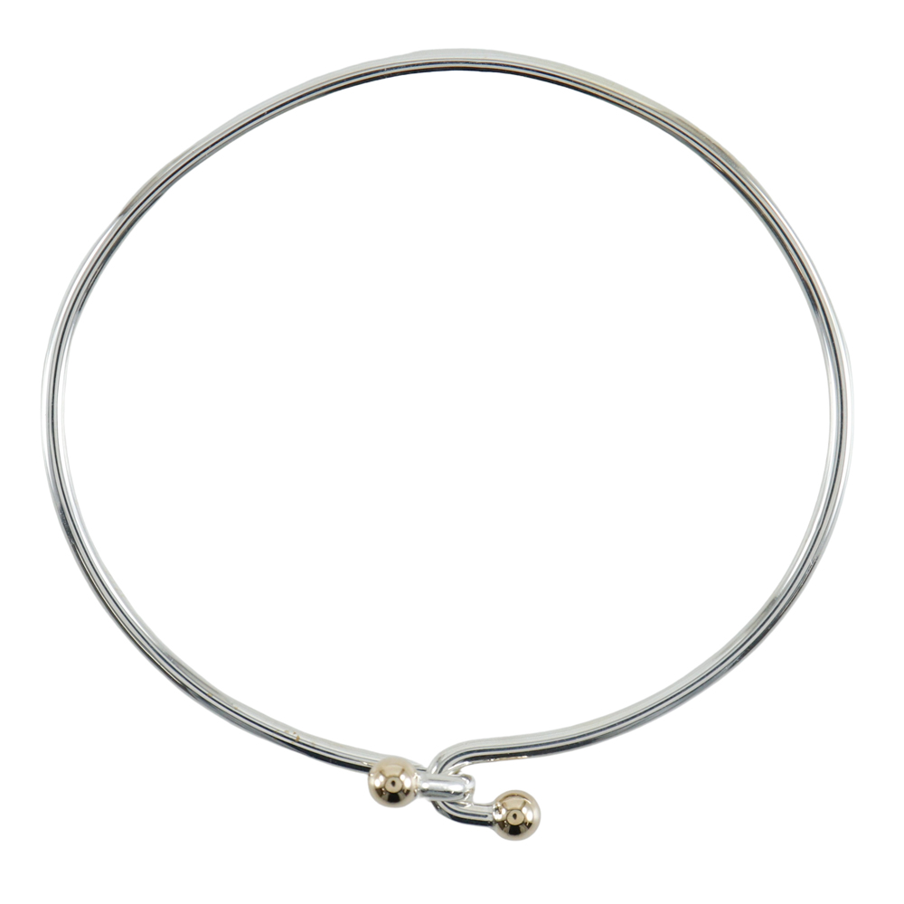 TIFFANY&Co. Hook & Eye Bangle Silver925/K14 Yellow Gold 6.5g