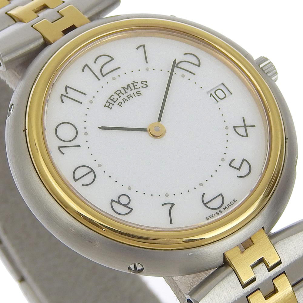 【CARTIER】カルティエ マスト21 ステンレススチール×金メッキ シルバー クオーツ アナログ表示 ボーイズ 白文字盤 腕時計