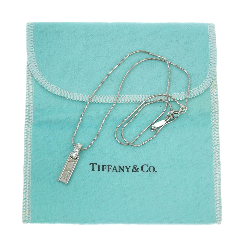 【TIFFANY&Co.】ティファニー アトラス バー K18ホワイトゴールド×ダイヤモンド レディース ネックレス