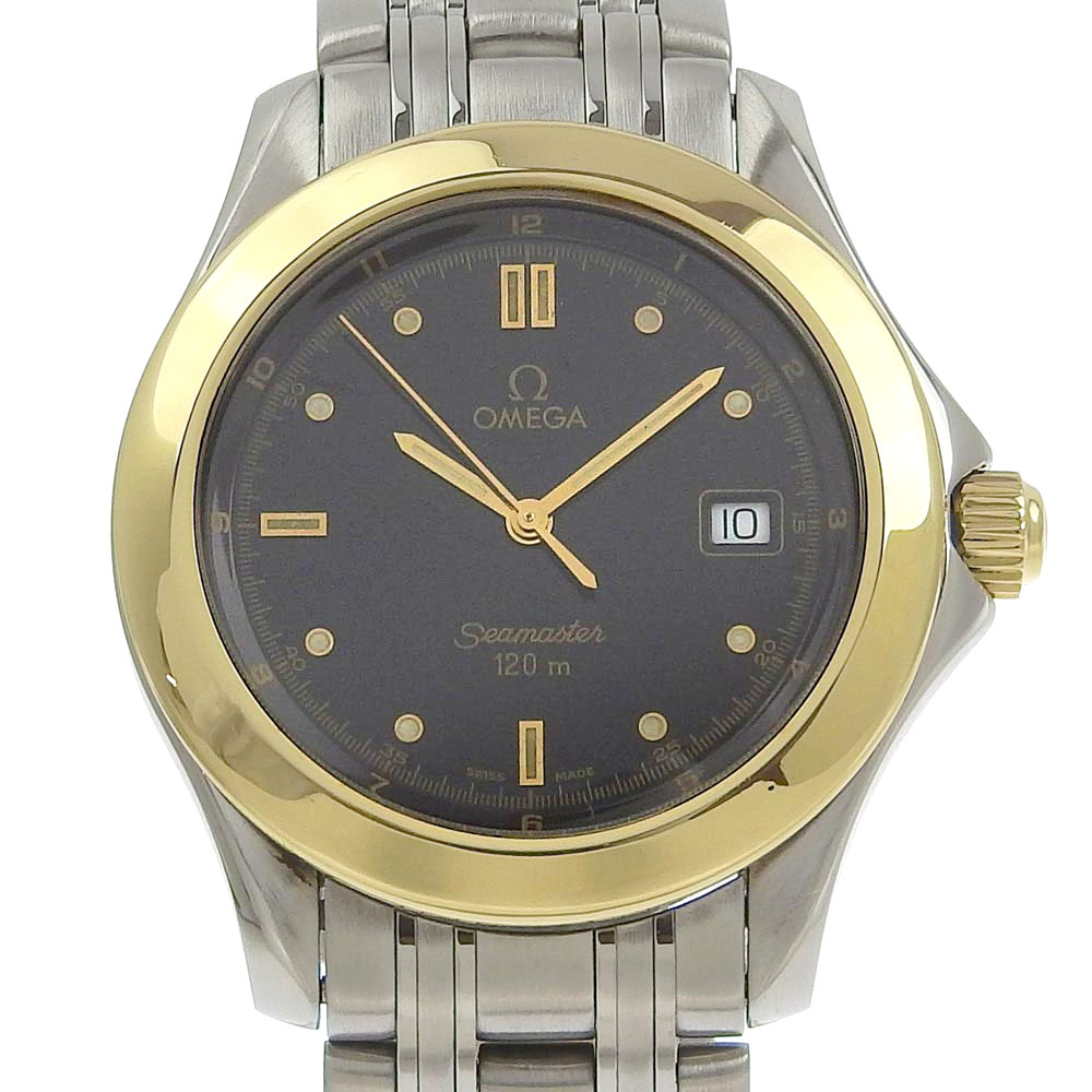 【OMEGA】オメガ シーマスター120M ステンレススチール シルバー クオーツ メンズ 黒文字盤 腕時計