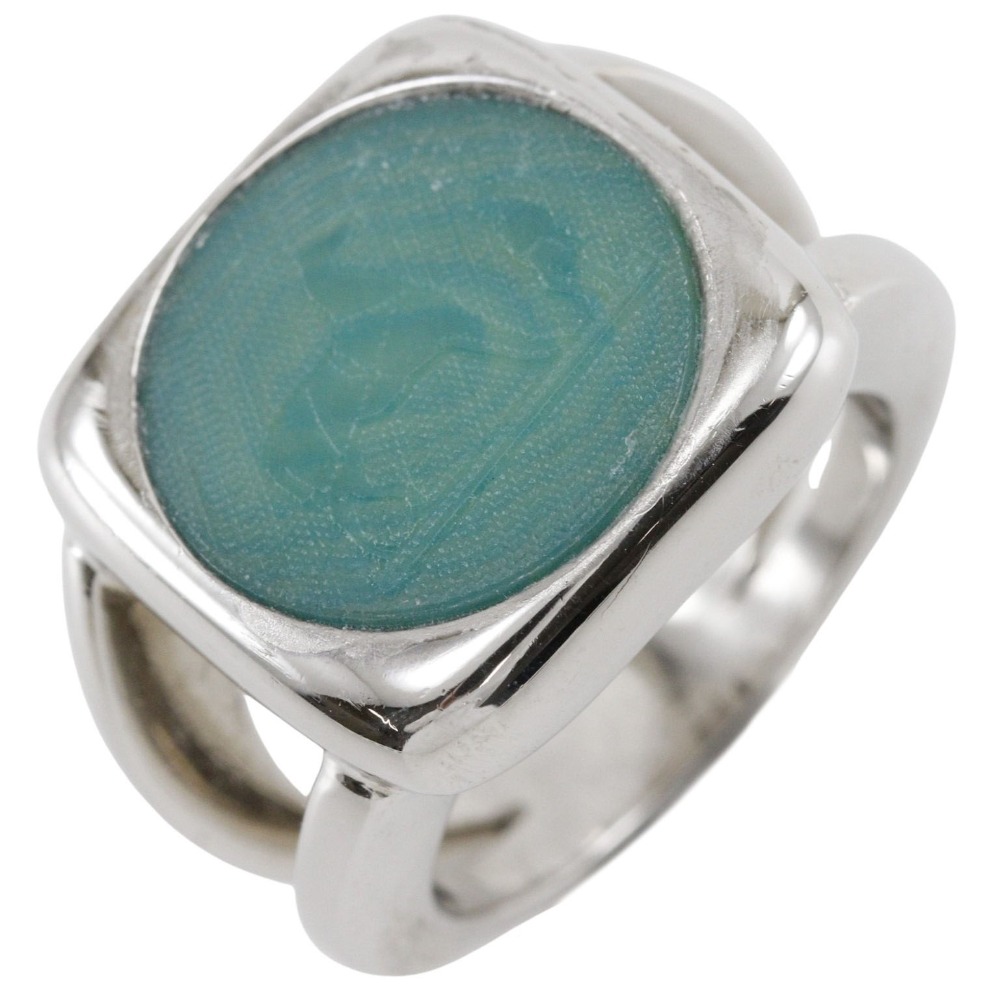 HERMES Corozo Ring Silver/Green metallic #5.6(US Size) 10.1g Women