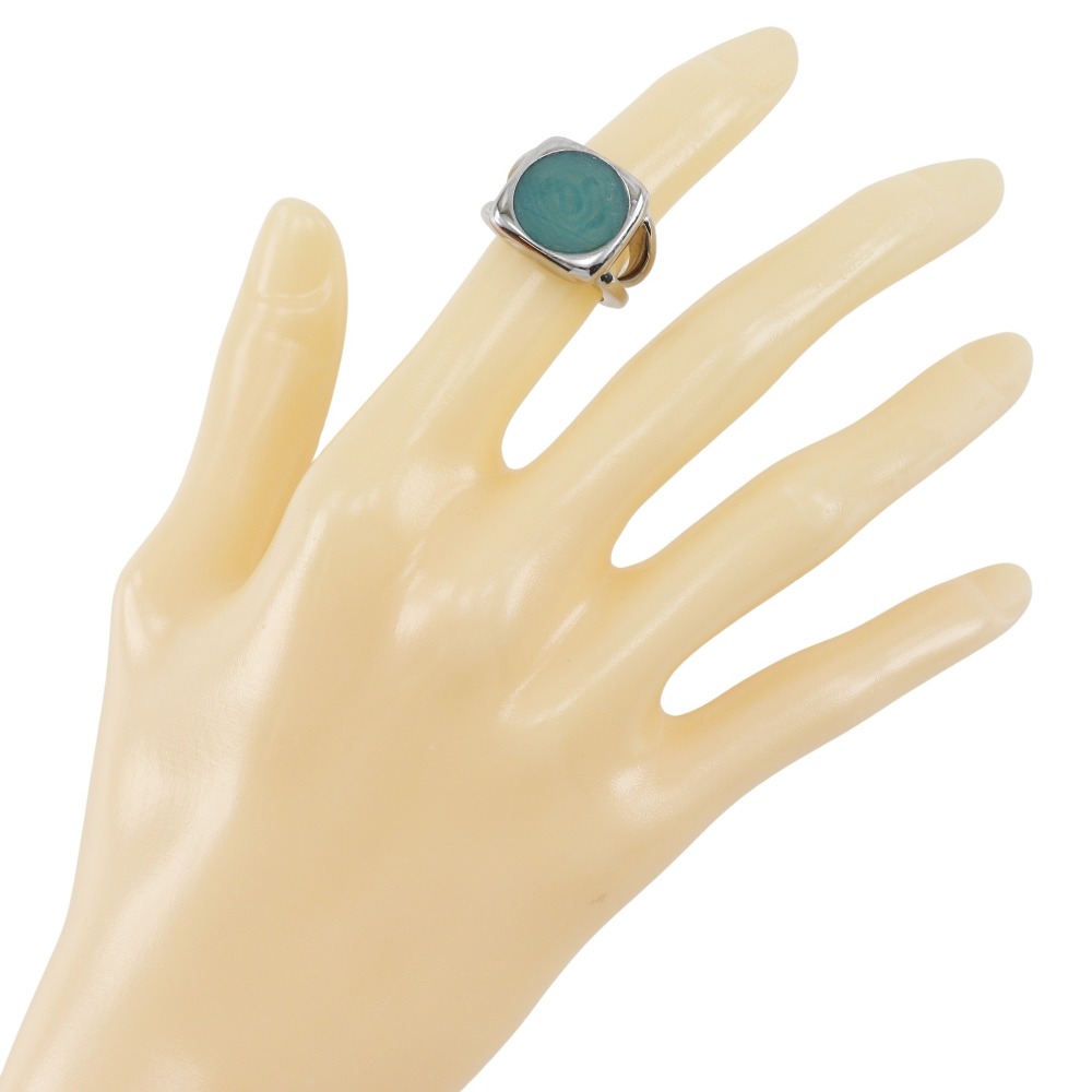 HERMES Corozo Ring Silver/Green metallic #5.6(US Size) 10.1g Women