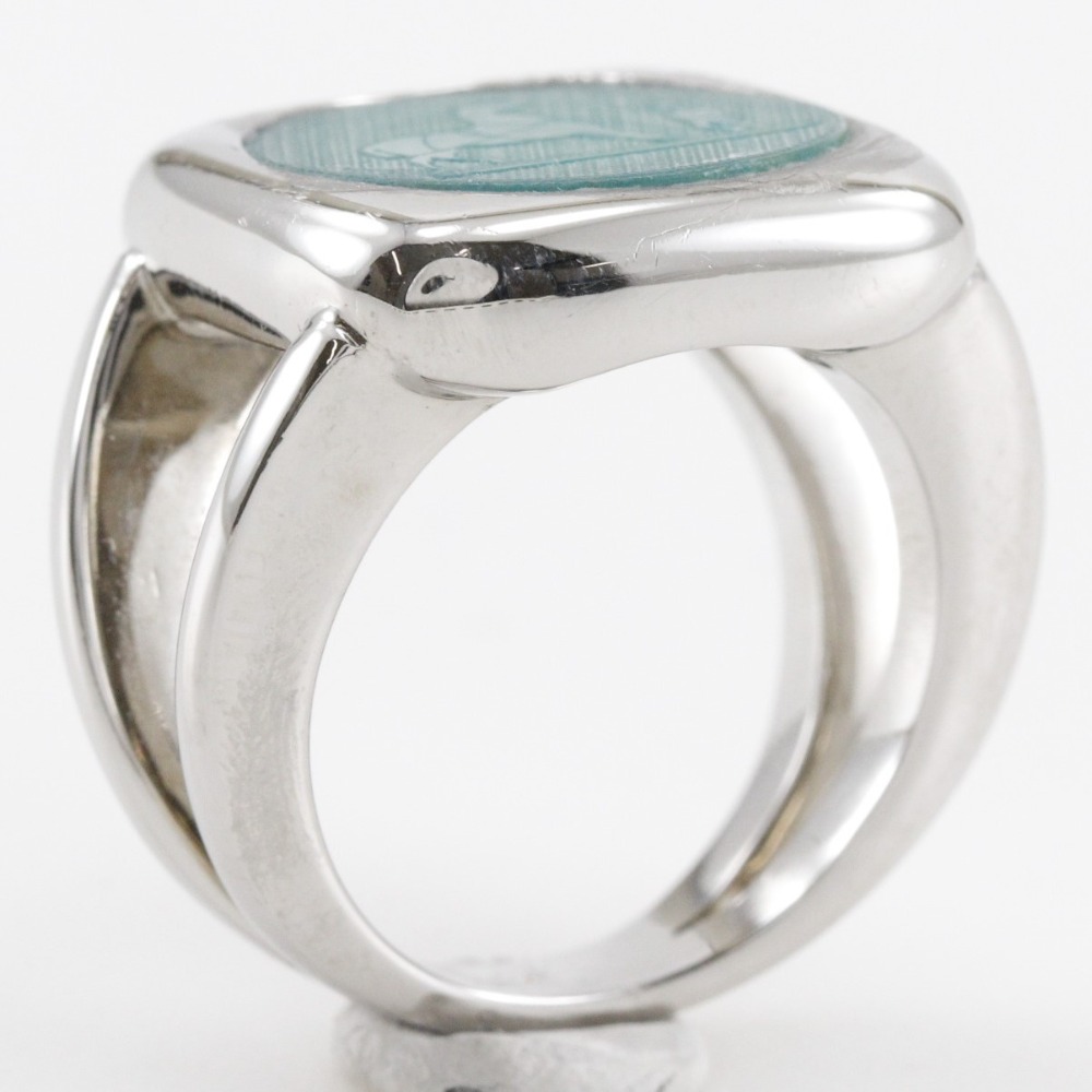 HERMES Corozo Ring Silver/Green metallic #5.6(US Size) 10.1g Women