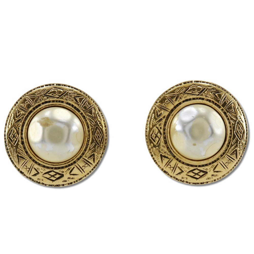 CHANEL】シャネル ヴィンテージ フェイクパール×金メッキ レディース 