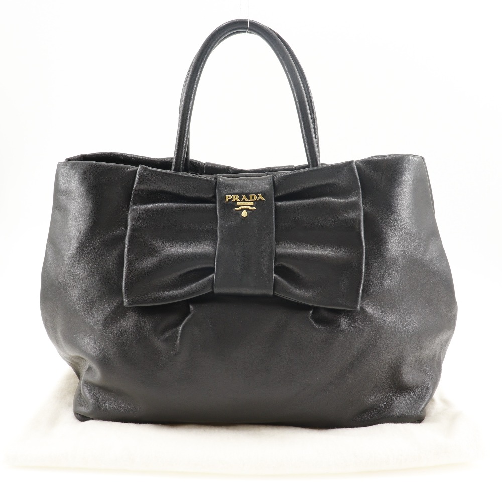 PRADA】プラダ リボントート BN1601 ラムスキン NERO 黒 レディース 