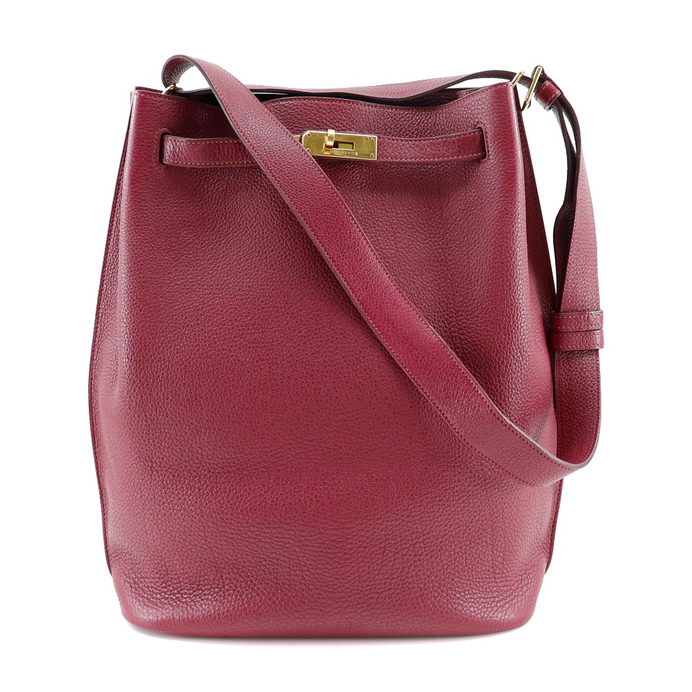 HERMES Sokelly 26 Shoulder Bag Rouge Red / Gold Hardware Togo Women