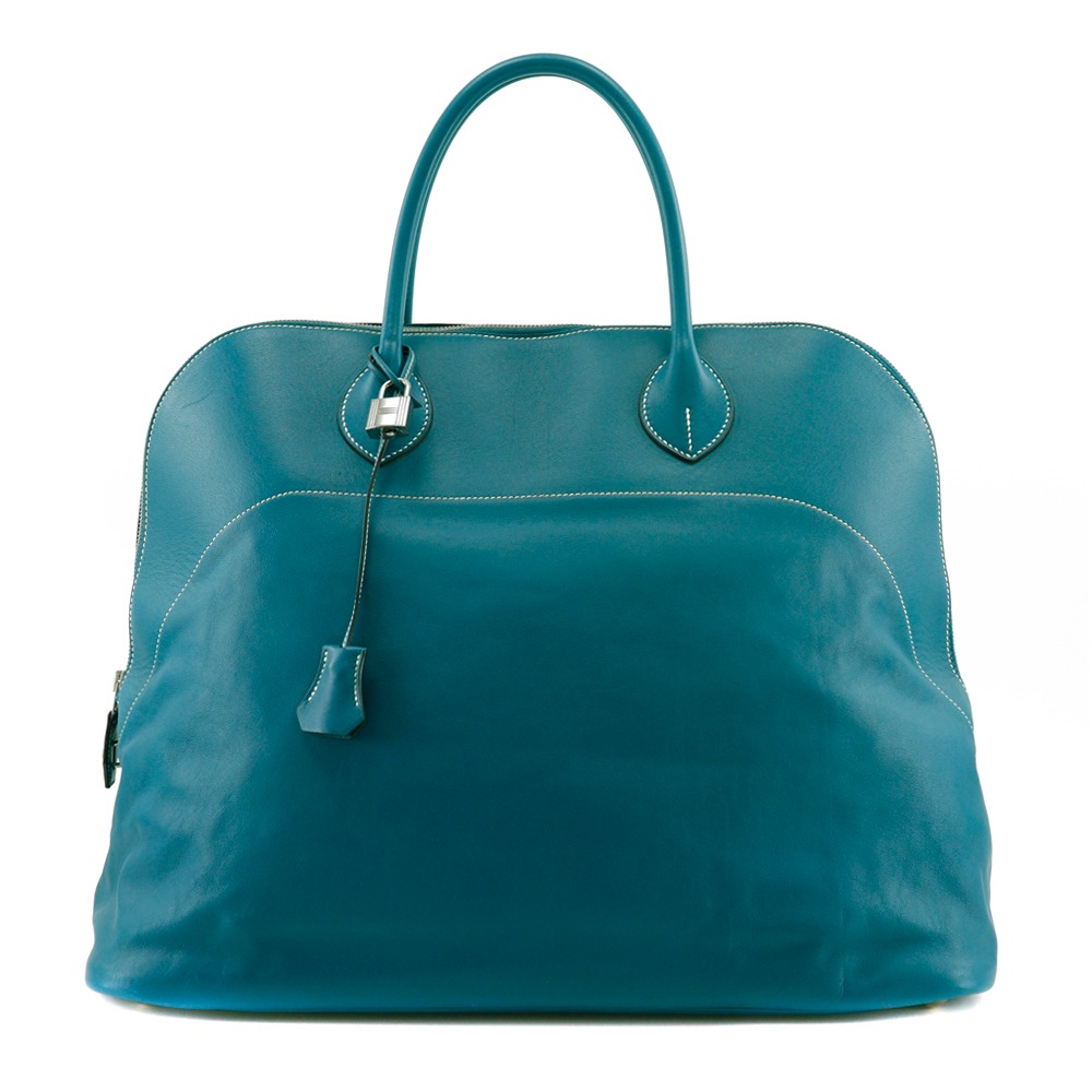 HERMES Bolide Relax 45 Boston bag Turquoise/SilverHardware Sikkim unisex