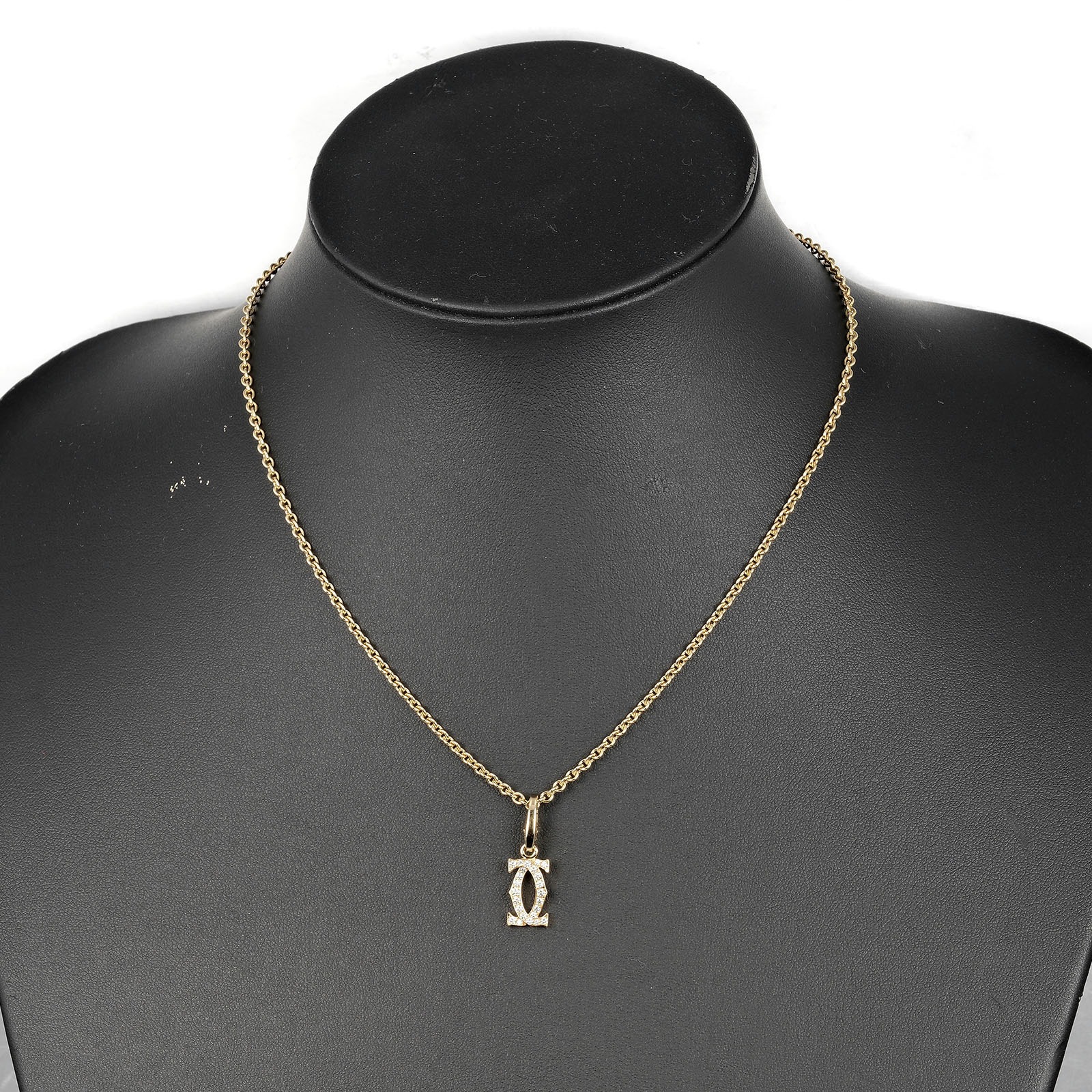 CARTIER 2C Charm Necklace K18 yellow gold/diamond 9.69g
