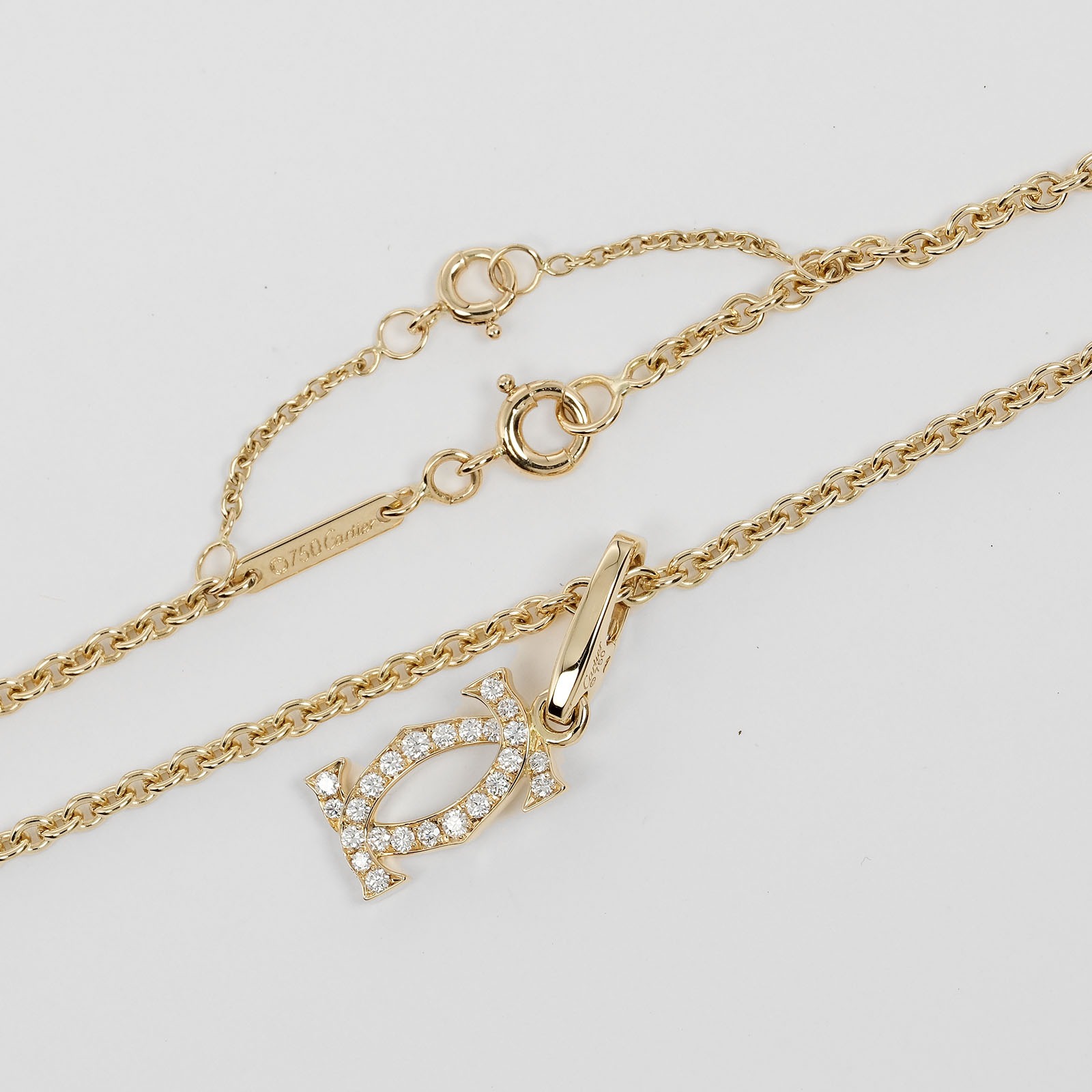 CARTIER 2C Charm Necklace K18 yellow gold/diamond 9.69g