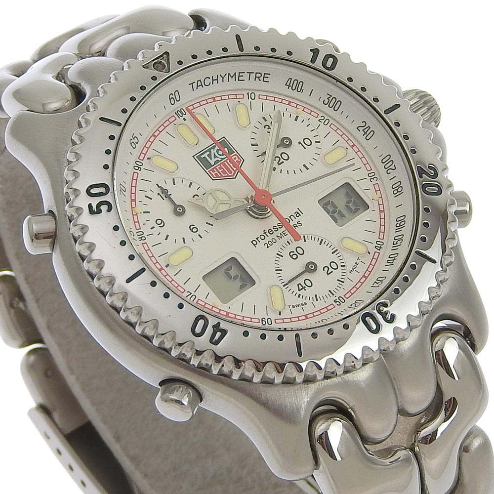 【TAG HEUER】タグホイヤー セルシリーズ セナモデル CG1111-0 ステンレススチール クオーツ クロノグラフ メンズ 白文字盤 腕時計
