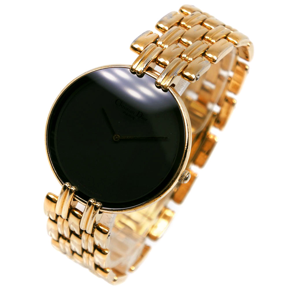 Dior Bagira Watches 47 154-2 blackDial Plated Gold Quartz  display picture 2