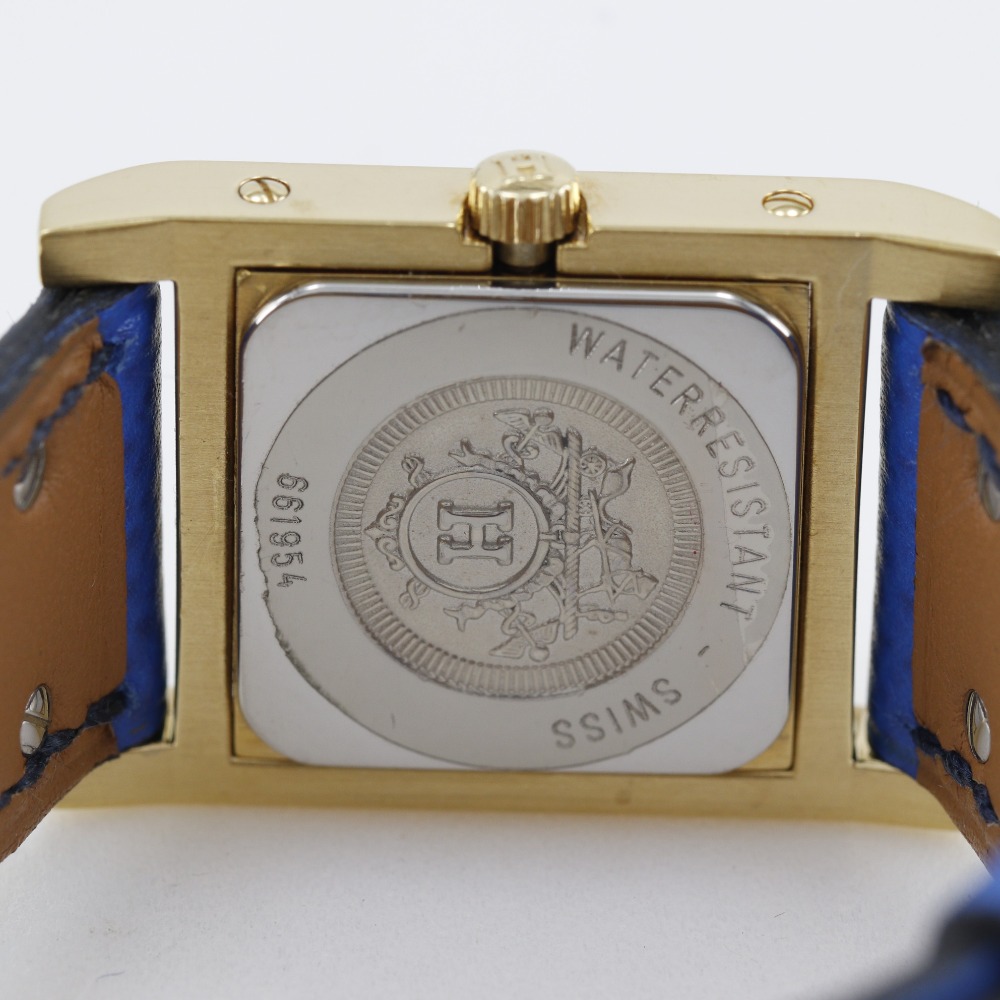 HERMES Medor Watches WhiteDial Plated Gold/Embossed Leather  display picture 3