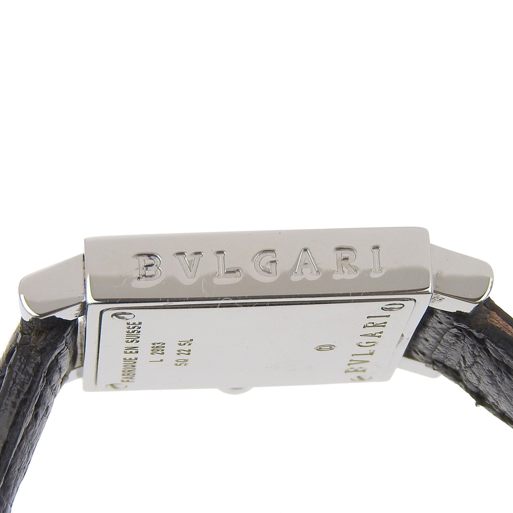 BVLGARI Quadrat Watches SQ22SL blackDial Stainless Steel/Embossed Leather ... BVLGARI Stainless Steel Quadrato 22 MM Quartz Watch – OLIVER main image 4