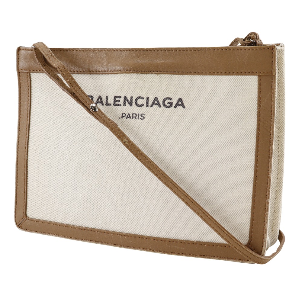 BALENCIAGA】バレンシアガ ネイビー ポシェット 339937 キャンバス×レザー 茶 レディース ショルダーバッグ【中古】｜ BALENCIAGA｜店舗買取｜バッグ＞ショルダーバッグ｜USEDのアパレル通販サイト - SMASELL（スマセル）