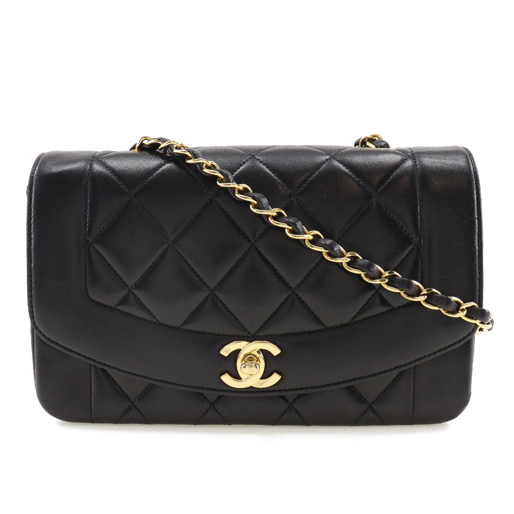 CHANEL ChainShoulder Shoulder Bag COCO Mark Diana Matelasse black/Gold Har...