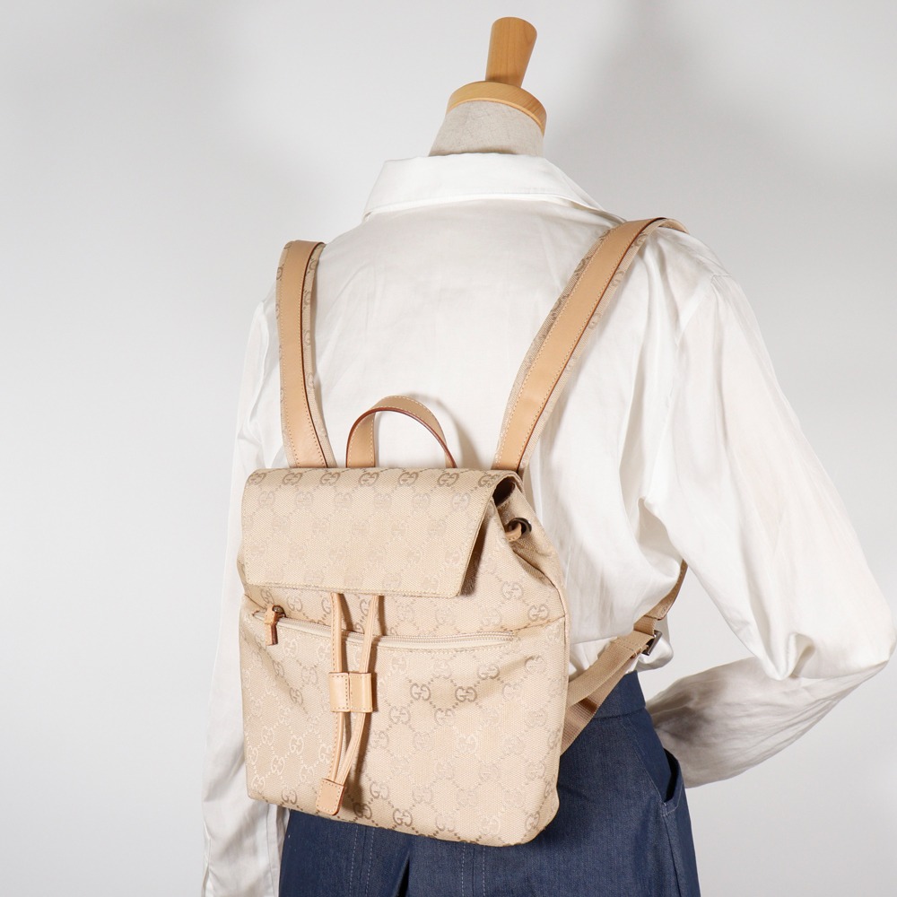 GUCCI Backpack Daypack 003.0242 Brown GG canvas Women GUCCI Backpack Backpack Daypack 003.0242 beige GG canvas  main image 3