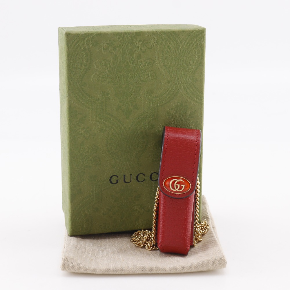 GUCCI lipstick case Other accessories 615998 Double G Pendant Red
