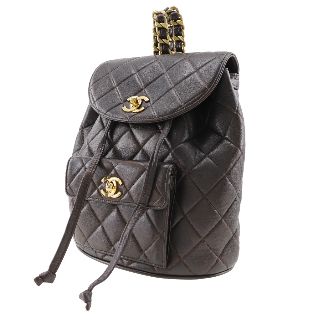 CHANEL Matelasse Backpack Daypack COCO Mark vintage Brown  display picture 3