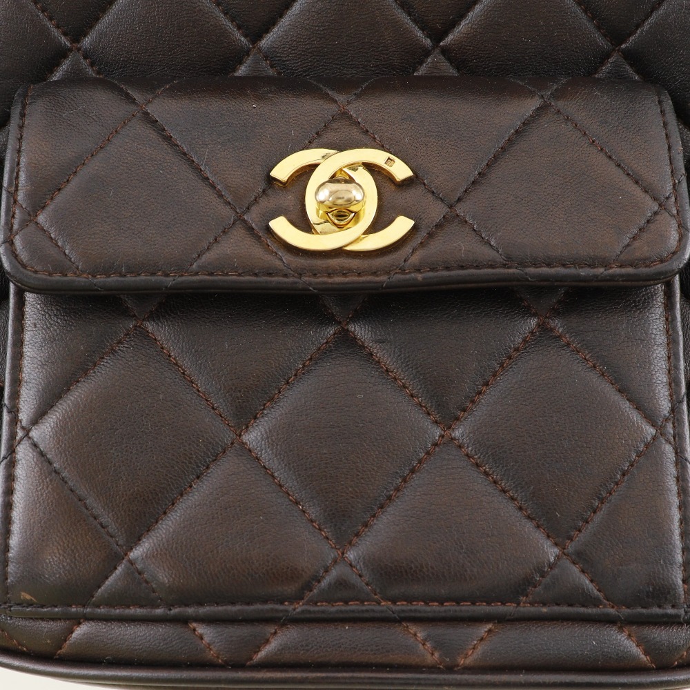 CHANEL Matelasse Backpack Daypack COCO Mark vintage Brown  display picture 2