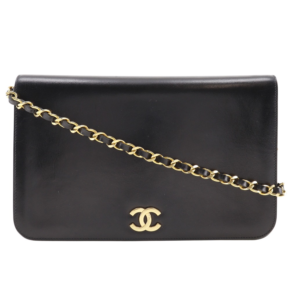 CHANEL ChainShoulder Shoulder Bag COCO Mark vintage black Calfskin Women