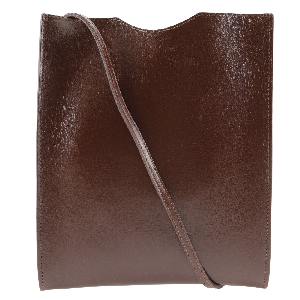 HERMES omenito Shoulder Bag Brown Calfskin unisex