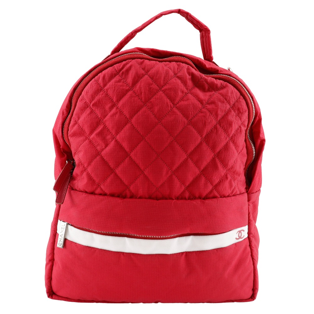 Chanel Chanel Nylon Coco Mark Backpack Red Canvas Backpack 208695 Chanel Coco Mark Backpack in Red Nylon ref.1627130 - Joli Closet main image 2