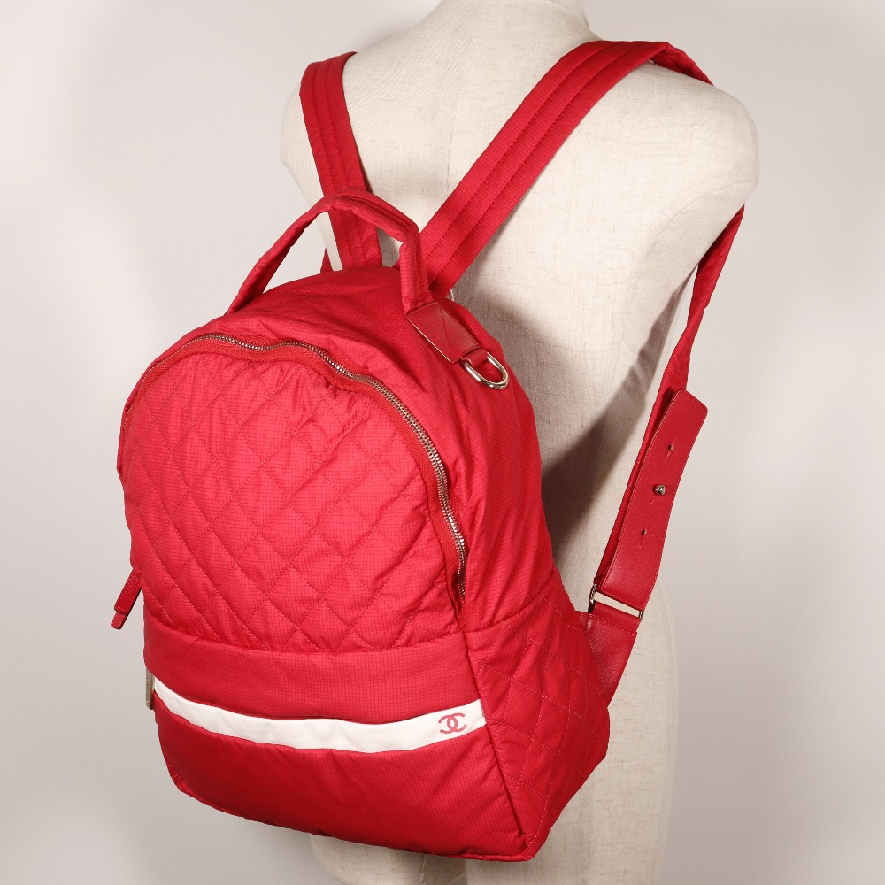 CHANEL COCO Mark Backpack Daypack Matelasse Red Nylon Women CHANEL COCO Mark Backpack Daypack Matelasse Red Nylon Women  main image 3