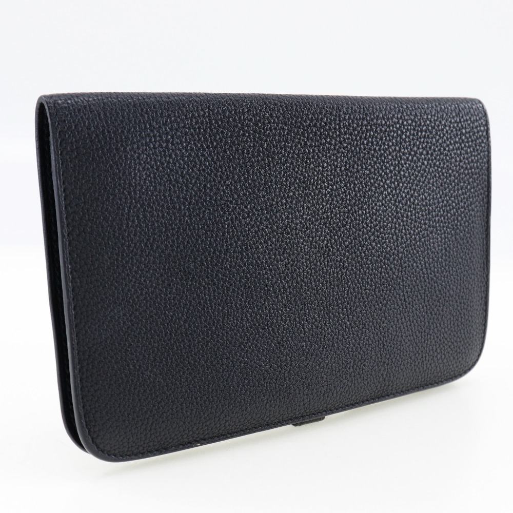 HERMES】エルメス ドゴンGM トゴ 黒/シルバー金具 □R ユニセックス 長 
