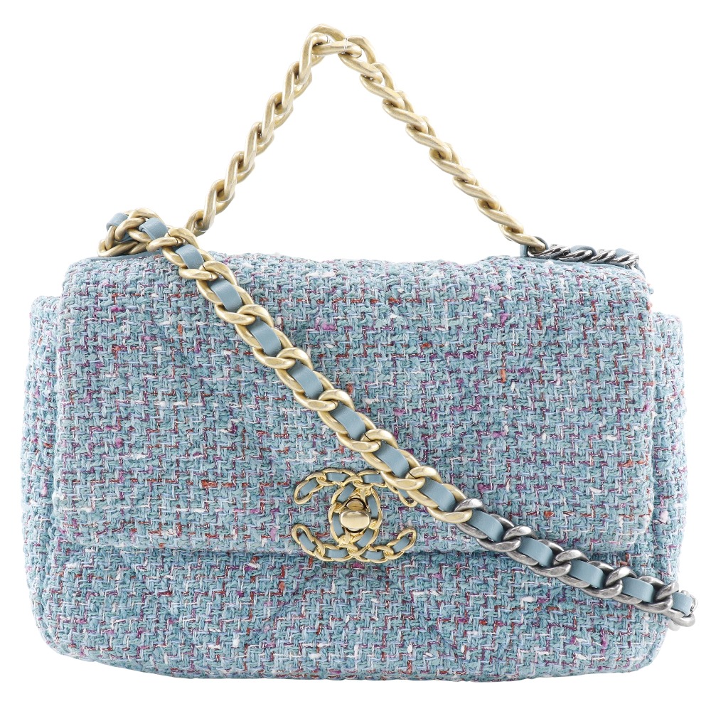 CHANEL AS1160 Diznow 2WAYShoulder ChainShoulder19 Shoulder Bag Blue tweed ...