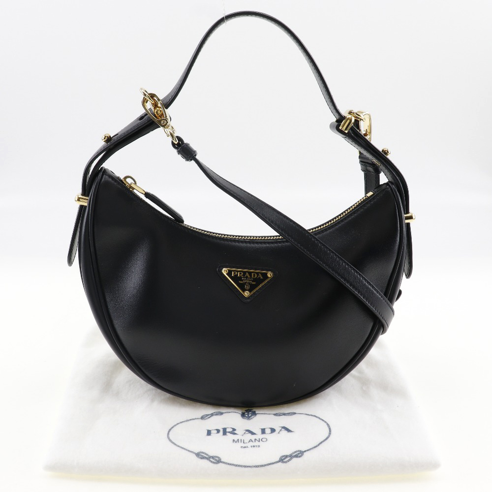 PRADA Arche Shoulder Bag 1BC194 2WAYShoulder Hobo bag black