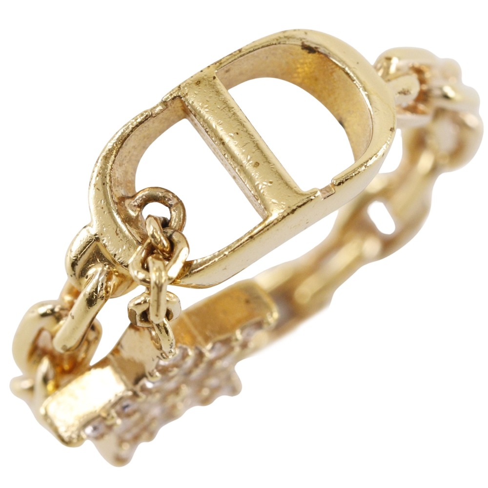 Dior リング 金色 クリスタル装飾 本物 Dior CD Crystals Gold Tone Logo Triple Ring Size 54 | eBay
