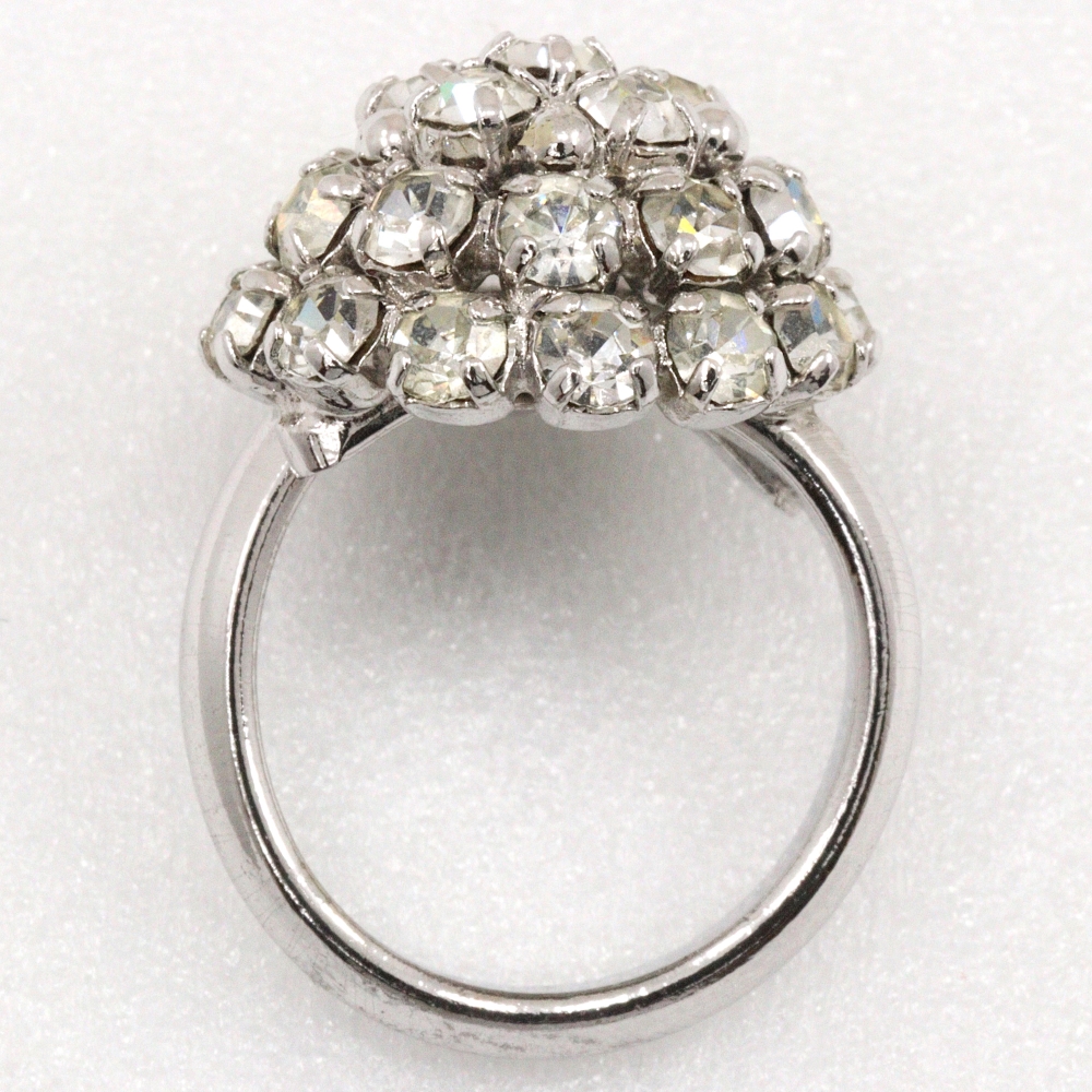 Dior Ring vintage Silver metallic/Rhinestone #4.5(US Size