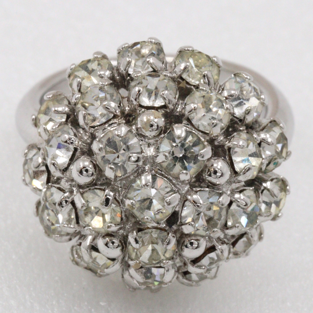 アクセサリー Vintage Christian Dior Line Stone Ring Dior Ring vintage Silver metallic/Rhinestone #4.5(US Size