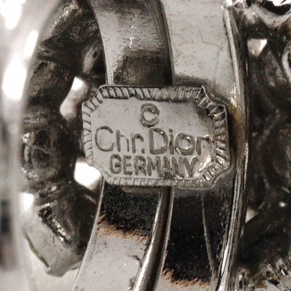 Dior Ring vintage Silver metallic/Rhinestone #4.5(US Size