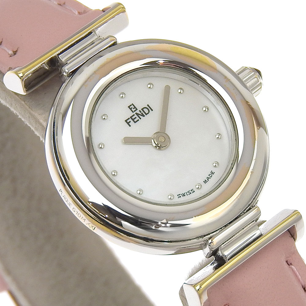FENDI Watches 320L White shellDial Stainless Steel/leather Quartz