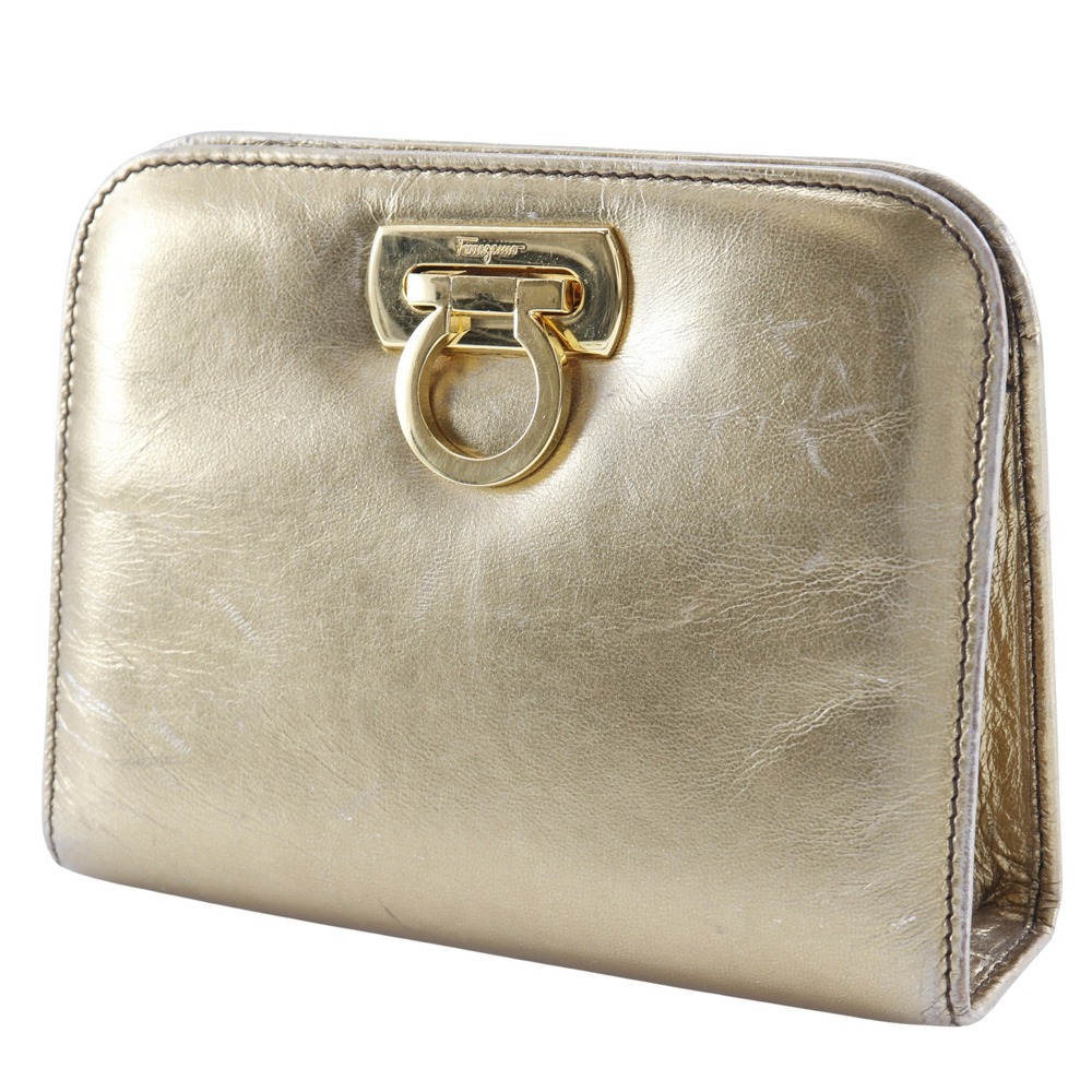 Salvatore Ferragamo ゴールドパーティーバッグ 中古・古着通販】Salvatore Ferragamo (サルヴァトーレ フェラガモ