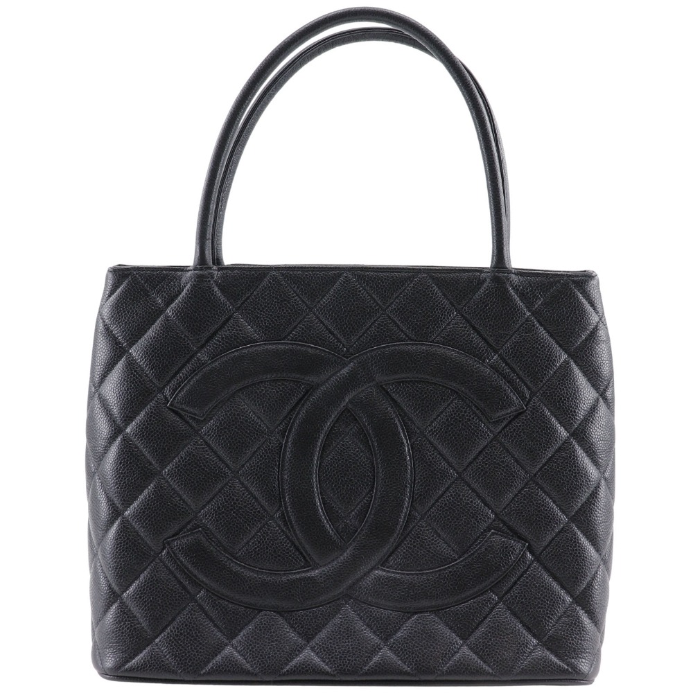 CHANEL Medallion Tote Tote Bag A01804 COCO Mark black Caviar skin Women