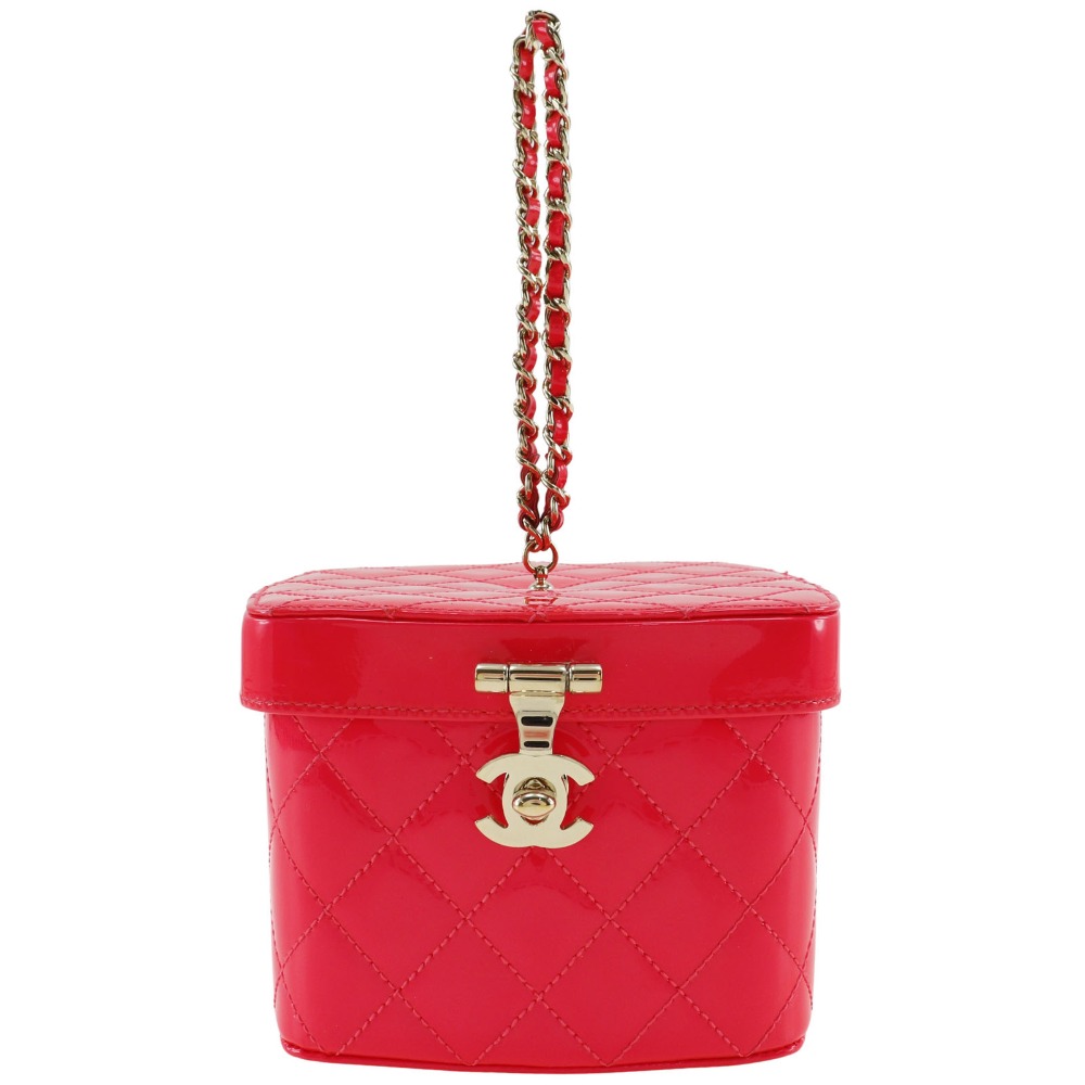 CHANEL Matelasse Party bag Vanity Handbag pink/Patent leather Women