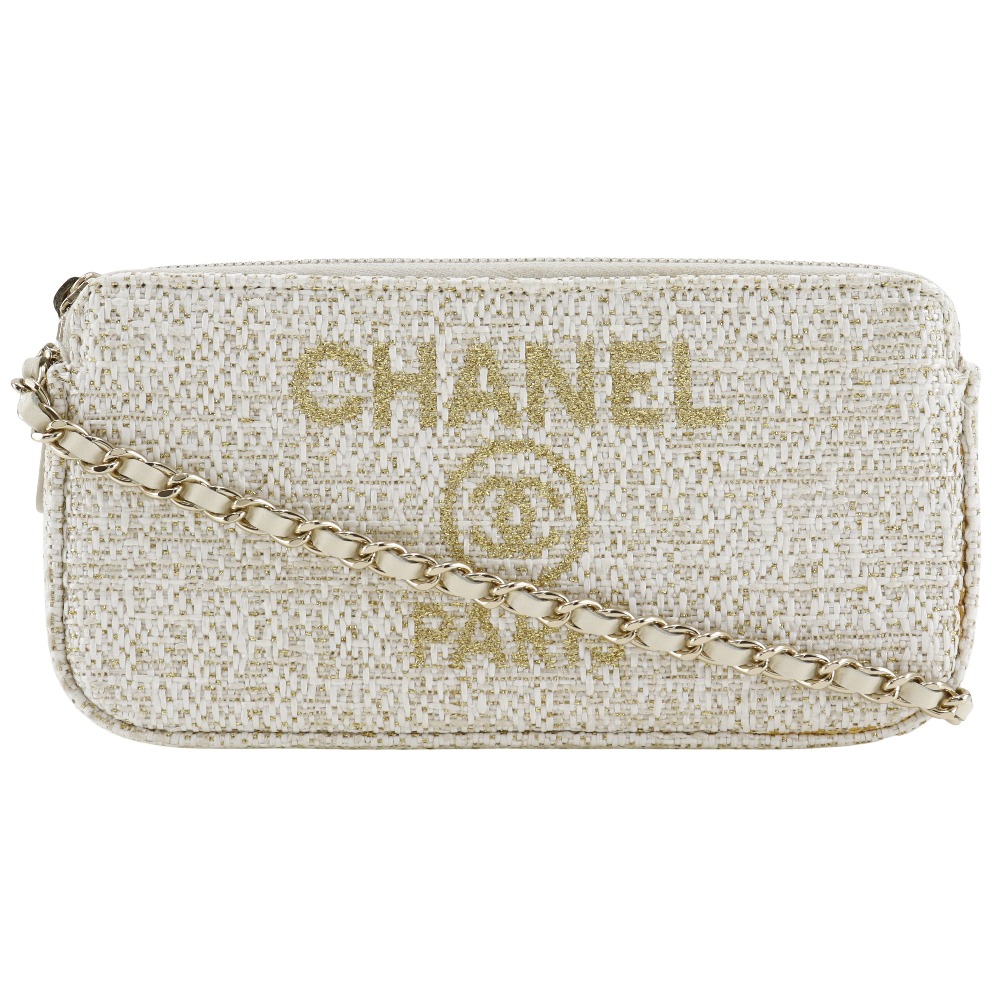 CHANEL A84415 2-way clutch Deauville ChainShoulder Shoulder Bag White twee...