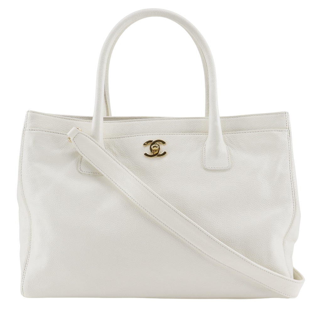 CHANEL A15206 2WAYShoulder Executive tote Tote Bag White Caviar skin Women