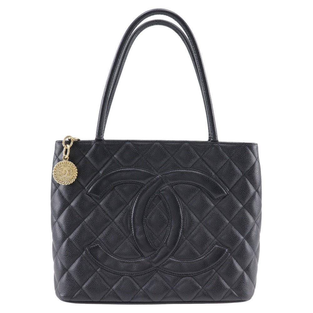 CHANEL A01804 Medallion Tote Tote Bag black Caviar skin Women