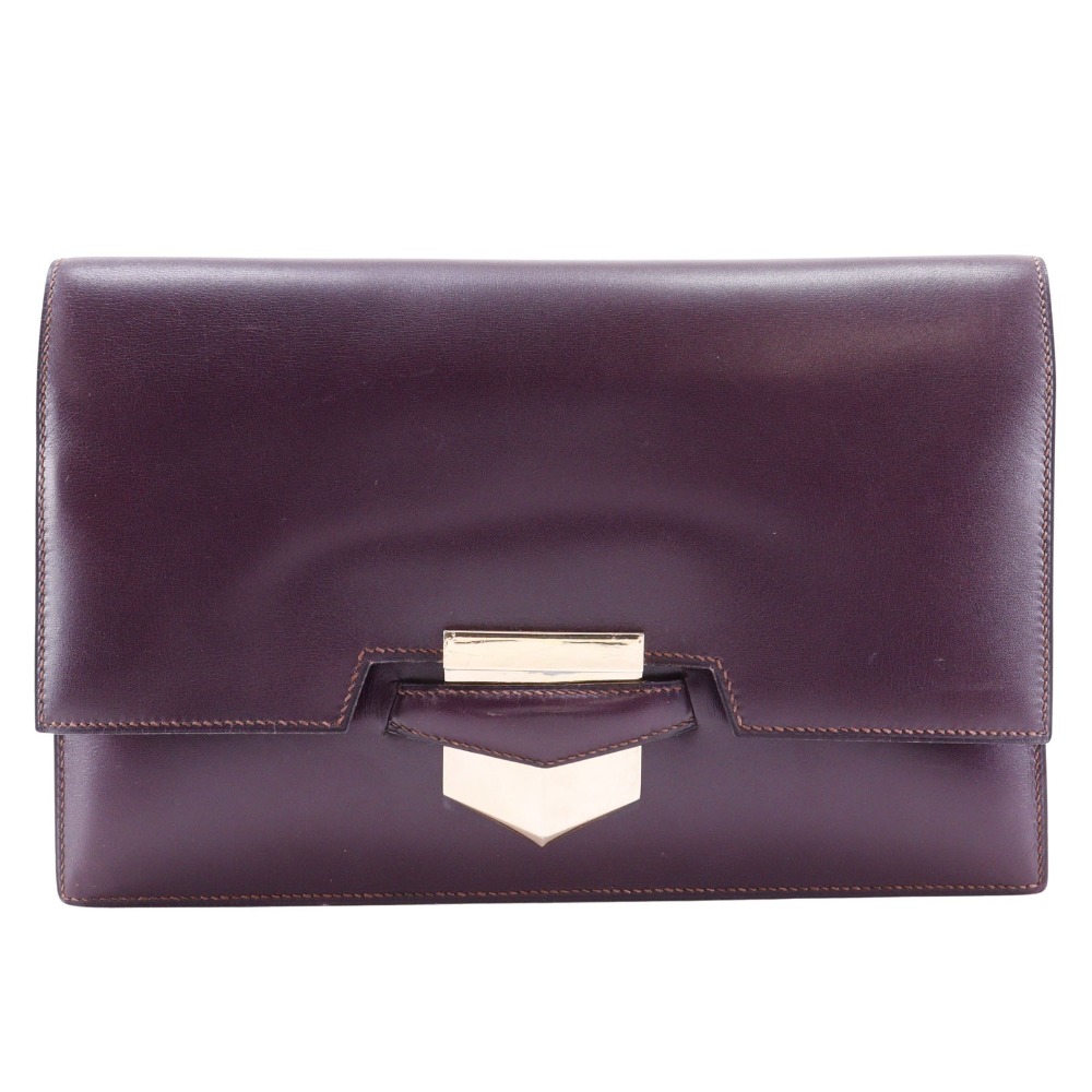 HERMES Fako Clutch bag vintage Bordeaux Box carf Women