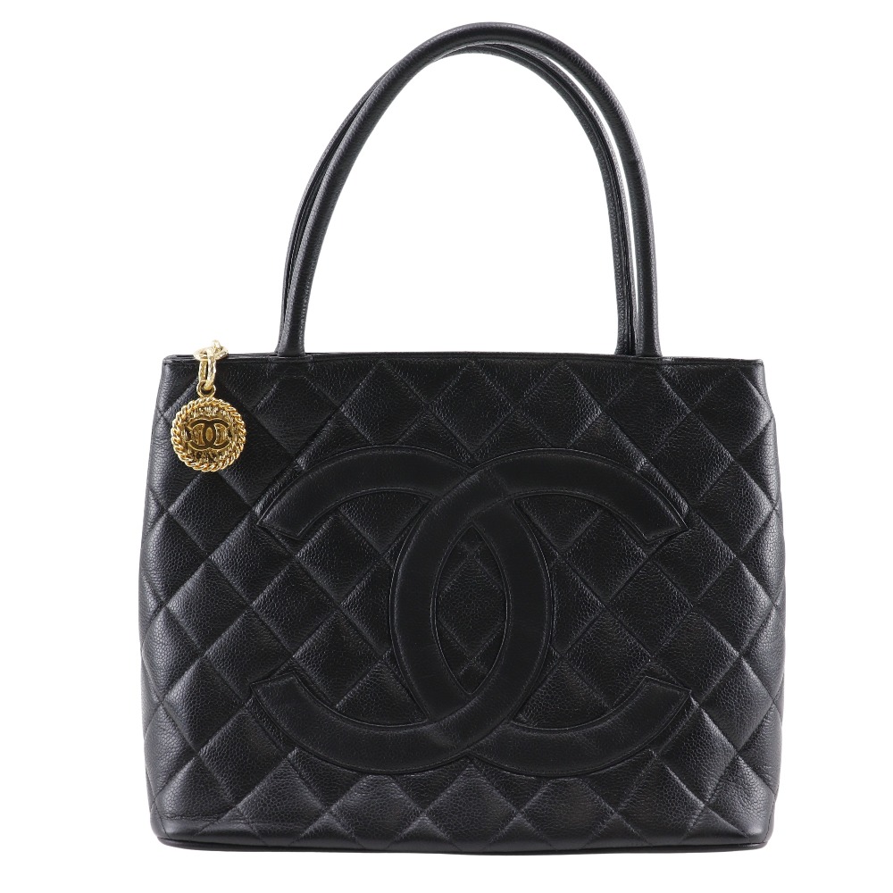 CHANEL A01804 Medallion Tote Tote Bag black Caviar skin Women