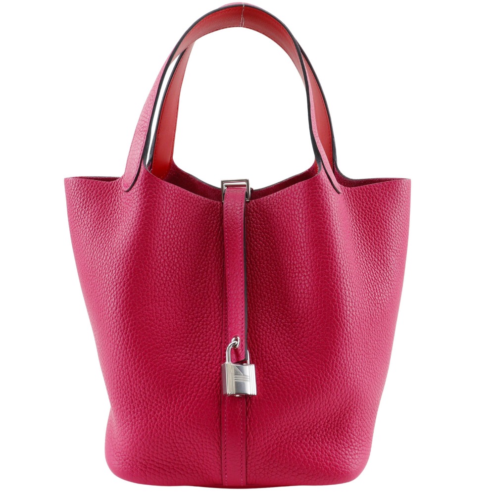 HERMES Picotin LockMM Handbag Rose Extreme pink/SilverHardware Togo Women