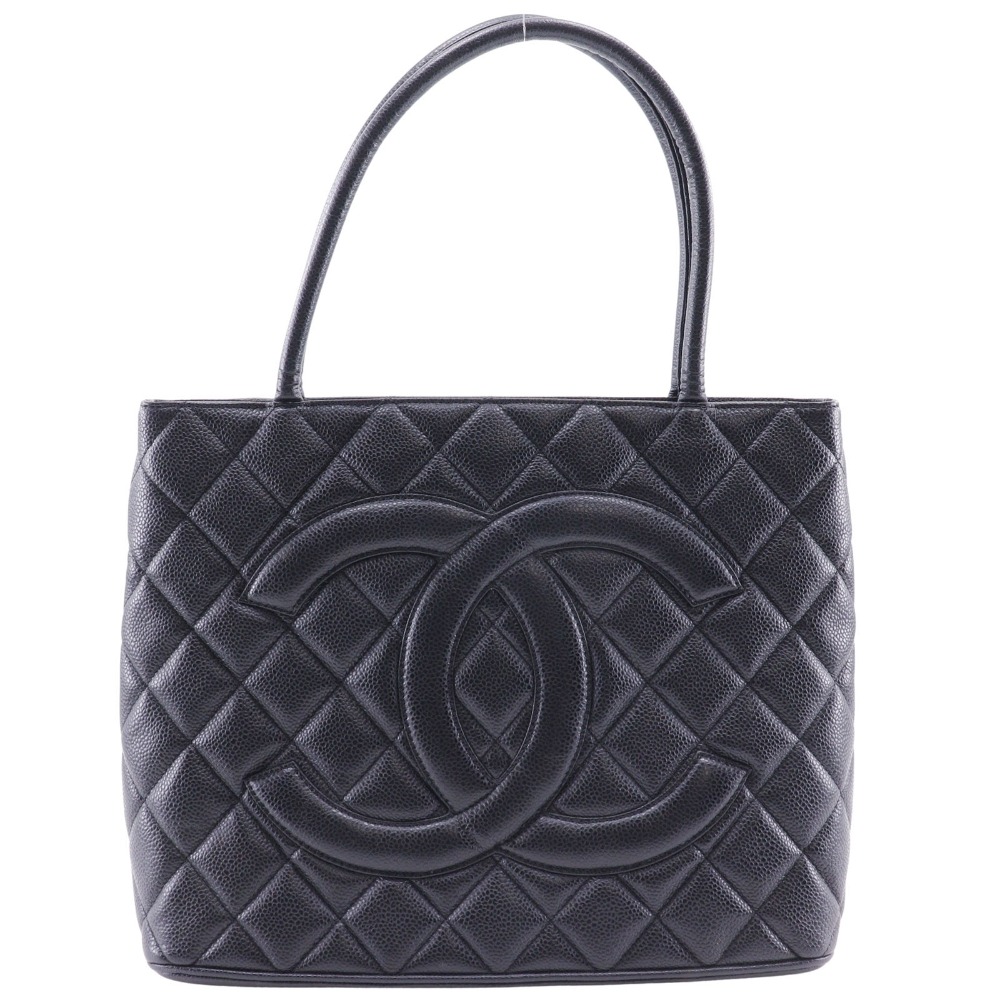 CHANEL Medallion Tote Tote Bag black/SilverHardware Caviar skin Women