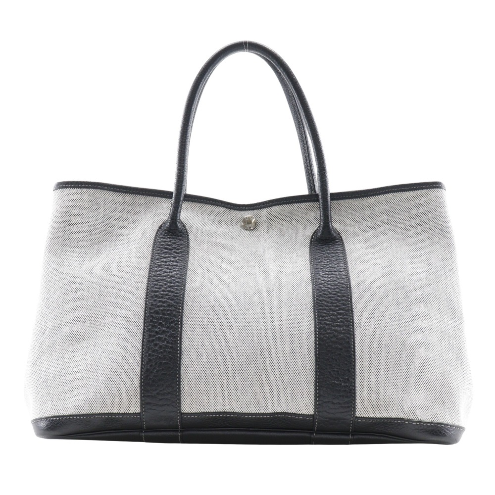 HERMES Garden party PM Tote Bag Gray / black Tower ash/Buffl Women