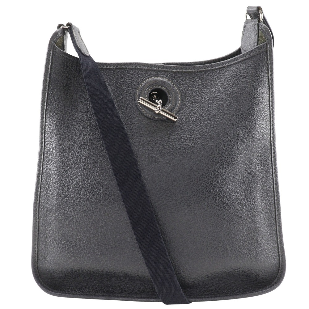 HERMES Vespa 28 Shoulder Bag gray/black leather Women